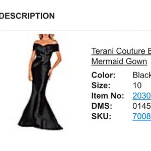 Terani Couture Mermaid Taffeta Gown size10